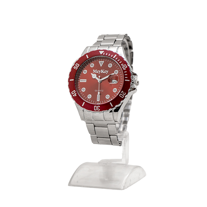 ساعت Mcy Kcy نقره ای صفحه قرمز مدل 345