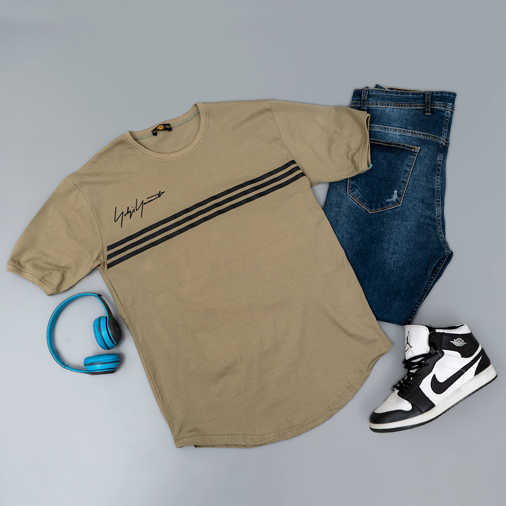 تیشرت مردانه سه خط سبز مدل DENVER