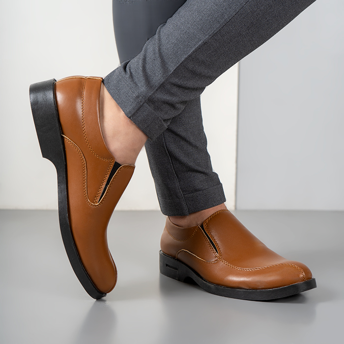 کفش رسمی عسلی مردانه مدل javid