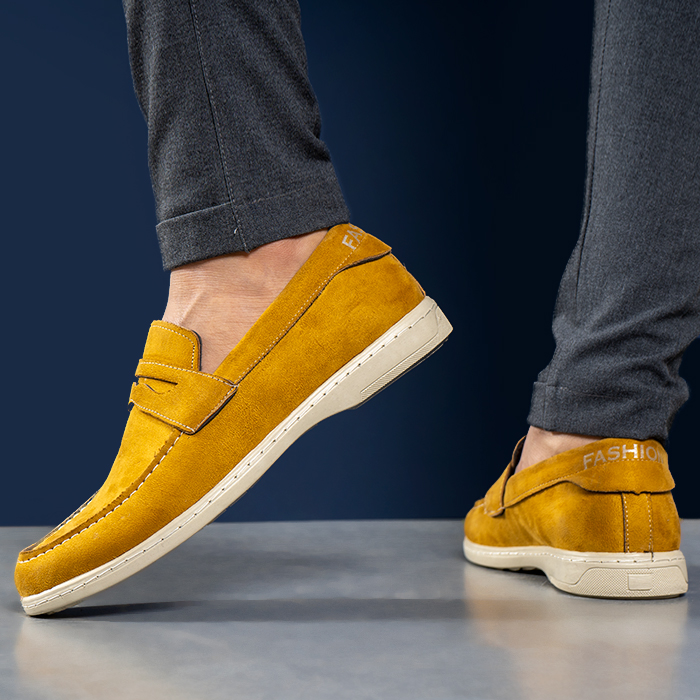 کفش کالج خردلی مردانه مدل Aril