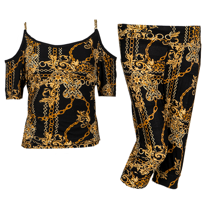 ست تاپ شلوارک زنانه طرح زنجیر مدل Sima