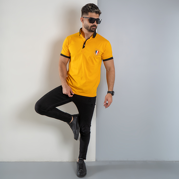 تیشرت مردانه خردلی مدل RIBAN