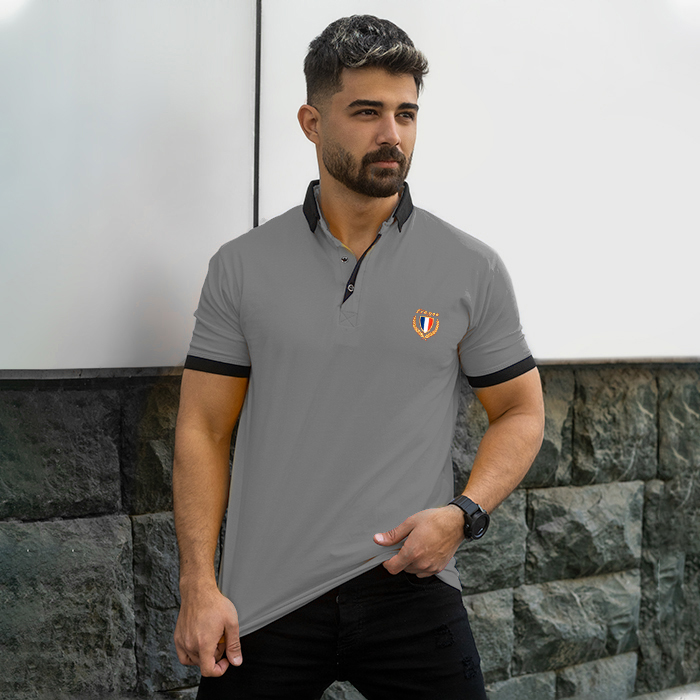 تیشرت مردانه طوسی مدل RIBAN