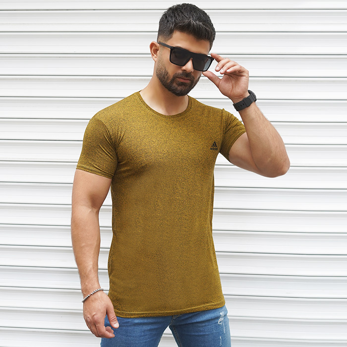 تیشرت خردلی مردانه طرح ADIDAS مدل TIAN