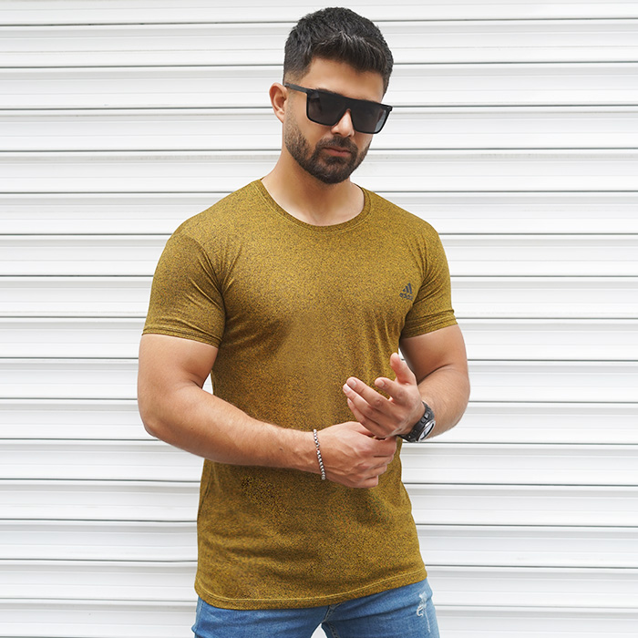 تیشرت خردلی مردانه طرح ADIDAS مدل TIAN