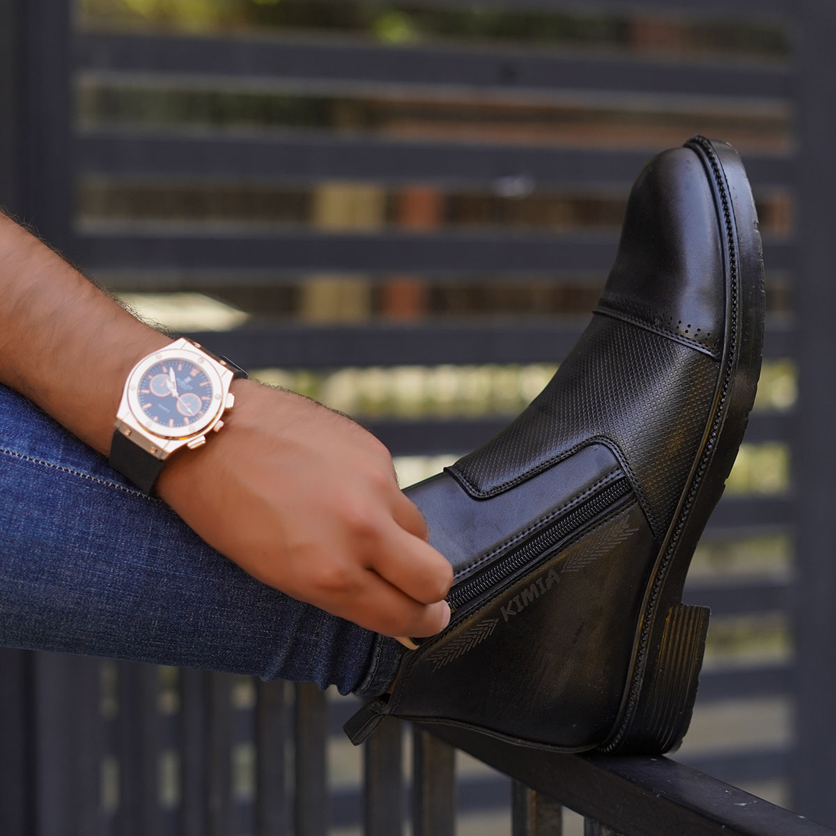 نیم بوت مشکی مردانه مدل Shadmehr