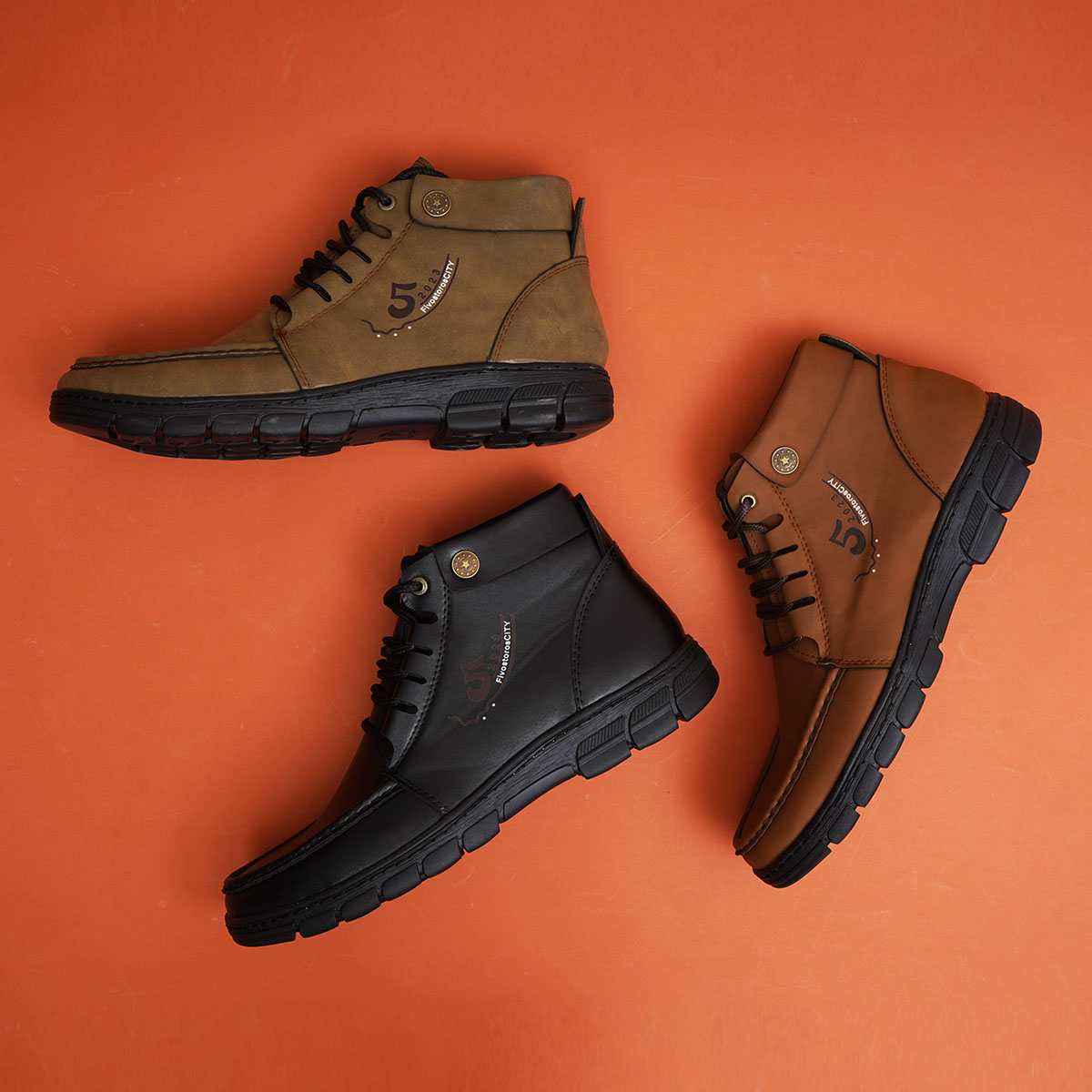 نیم بوت مشکی مردانه مدل FIVE