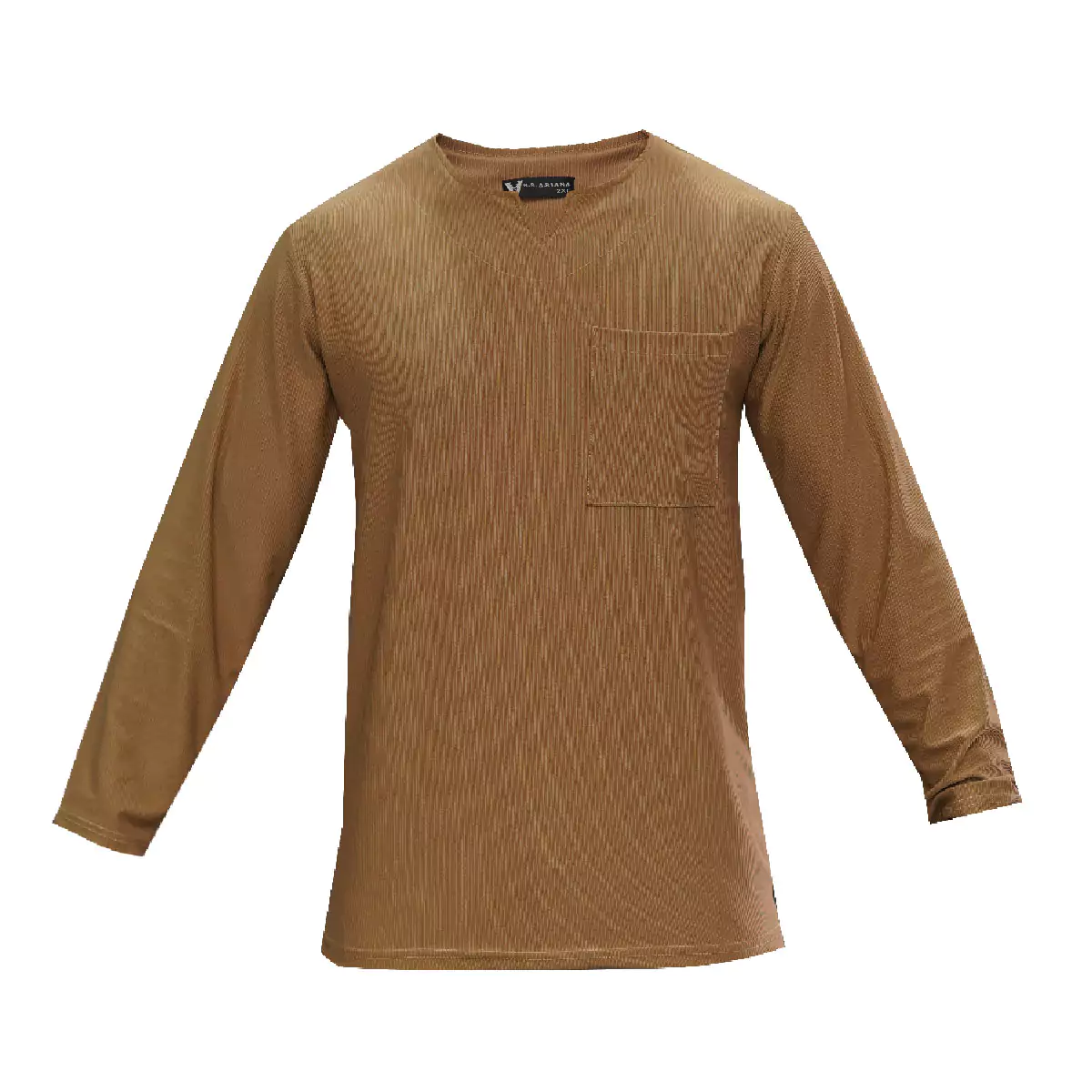 تیشرت آستین بلند یقه کوبایی کرم مردانه مدل Asam