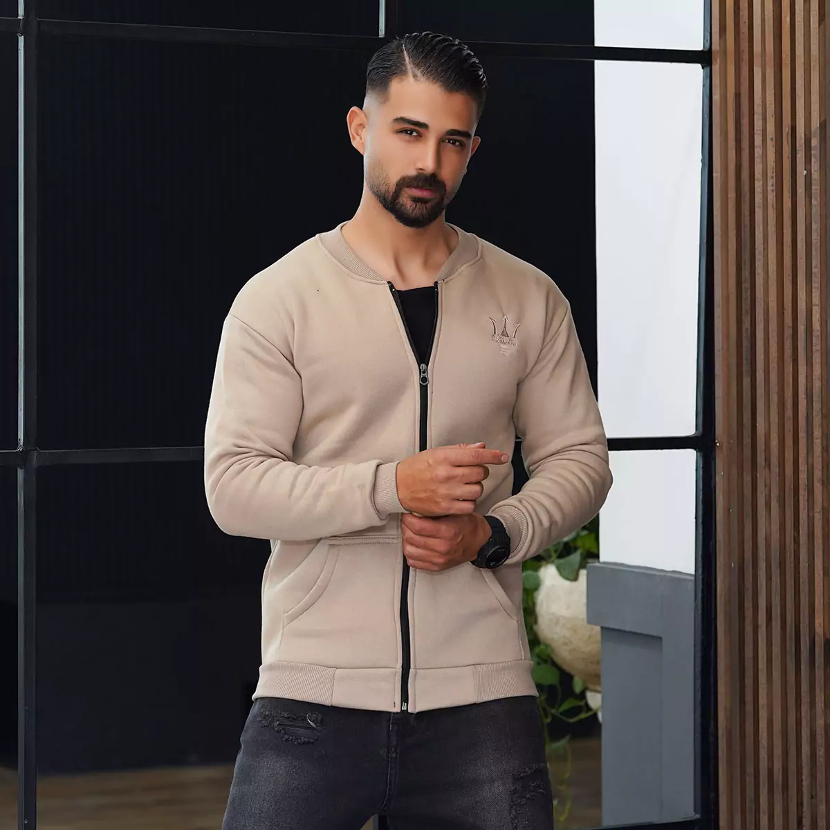 سوییشرت مردانه کرم مدل wendi