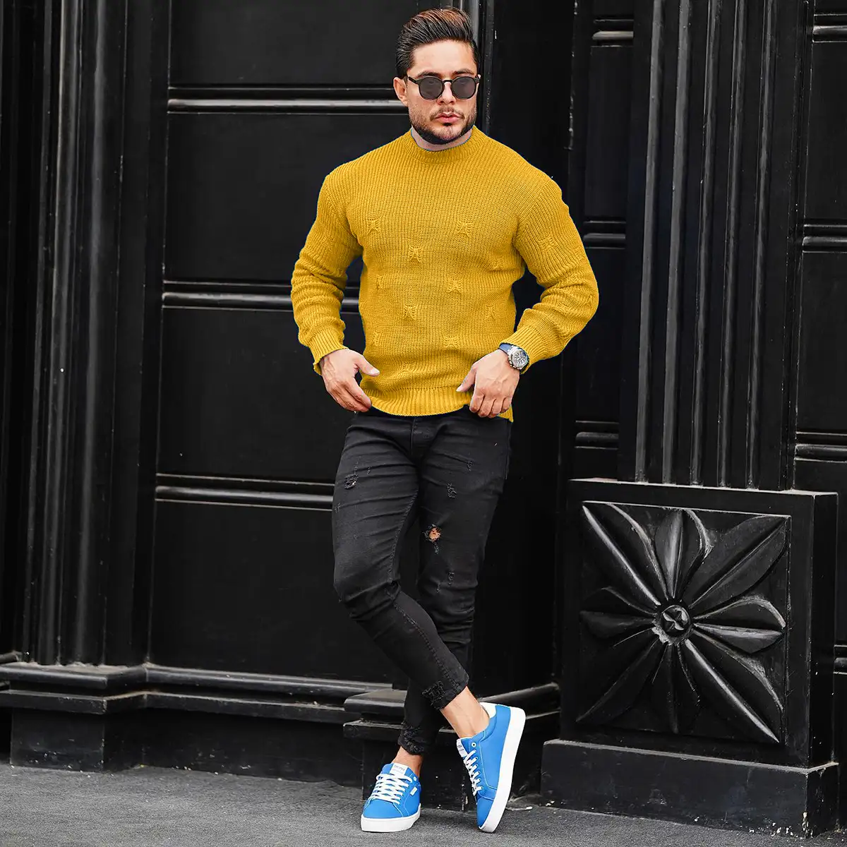 پلیور زاپ دارخردلی مردانه مدلDeta