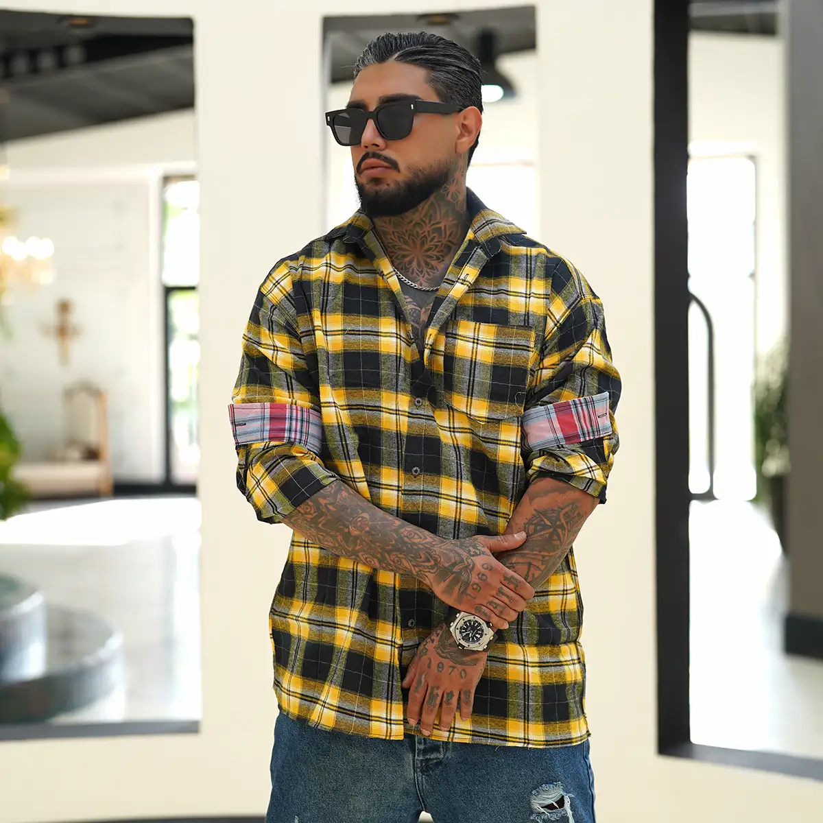پیراهن مردانه زرد مدل Ramy