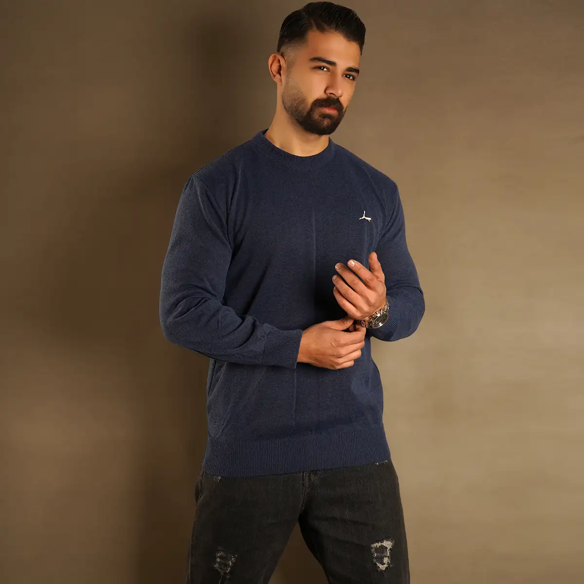 پلیور یقه گرد پوما آبی مدل Danyal