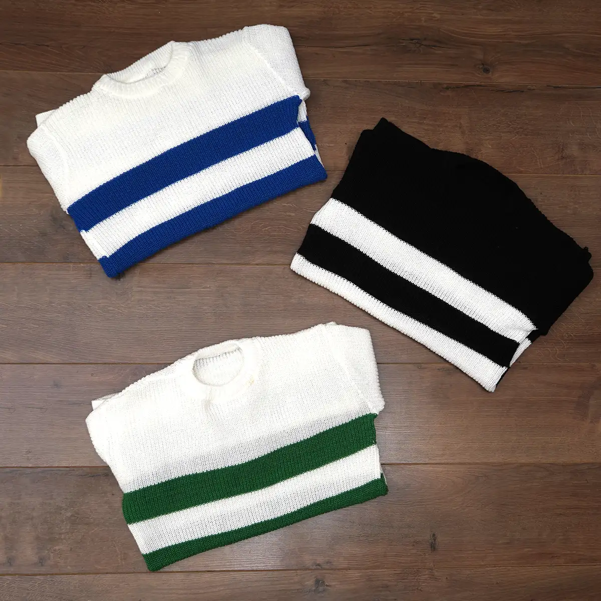 پلیور مردانه راه راه سفید آبی مدل Mahyad