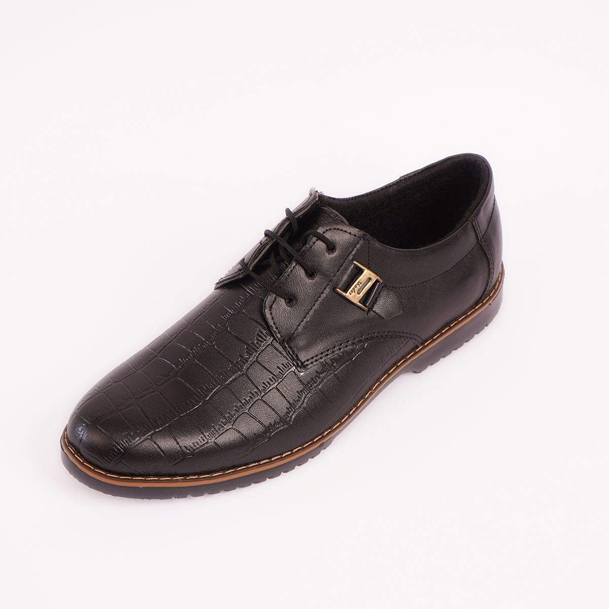 کفش رسمی مردانه مشکی سگکی طرح دارمدل D40