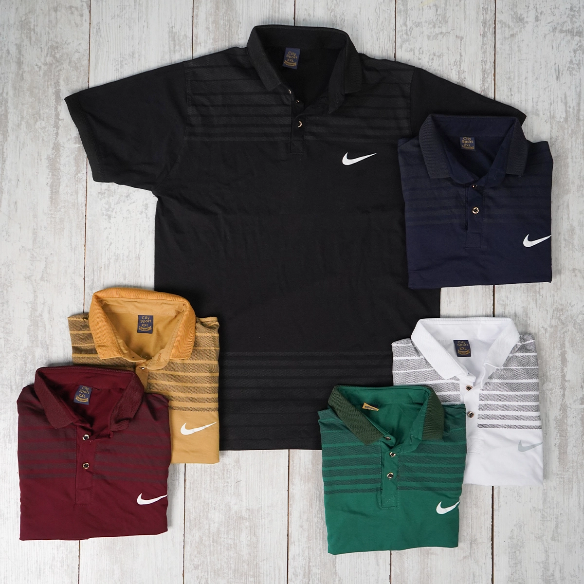 تیشرت یقه دار راه راه زرد مدل Farhan