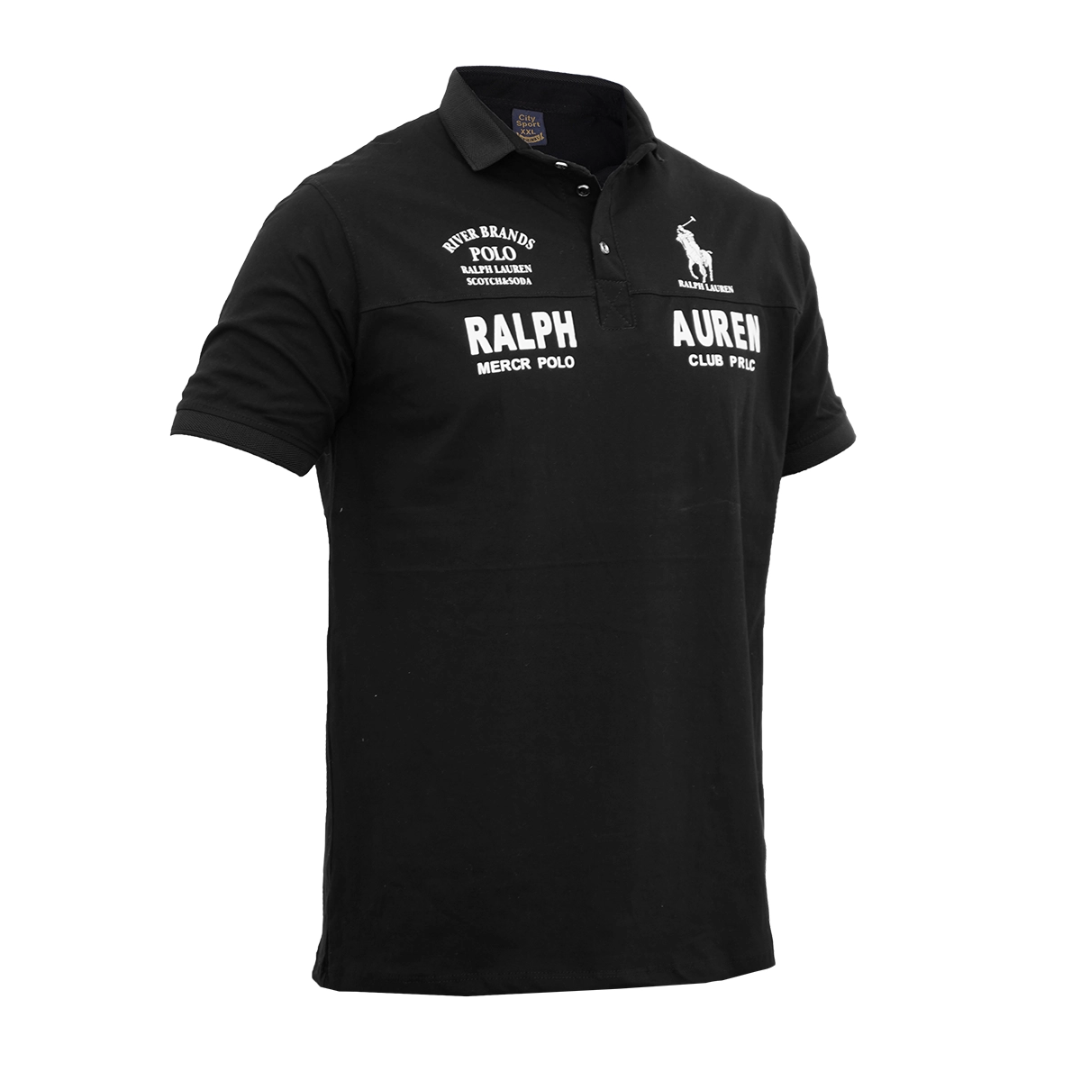 تیشرت یقه دار مشکی مردانه مدل Ralph