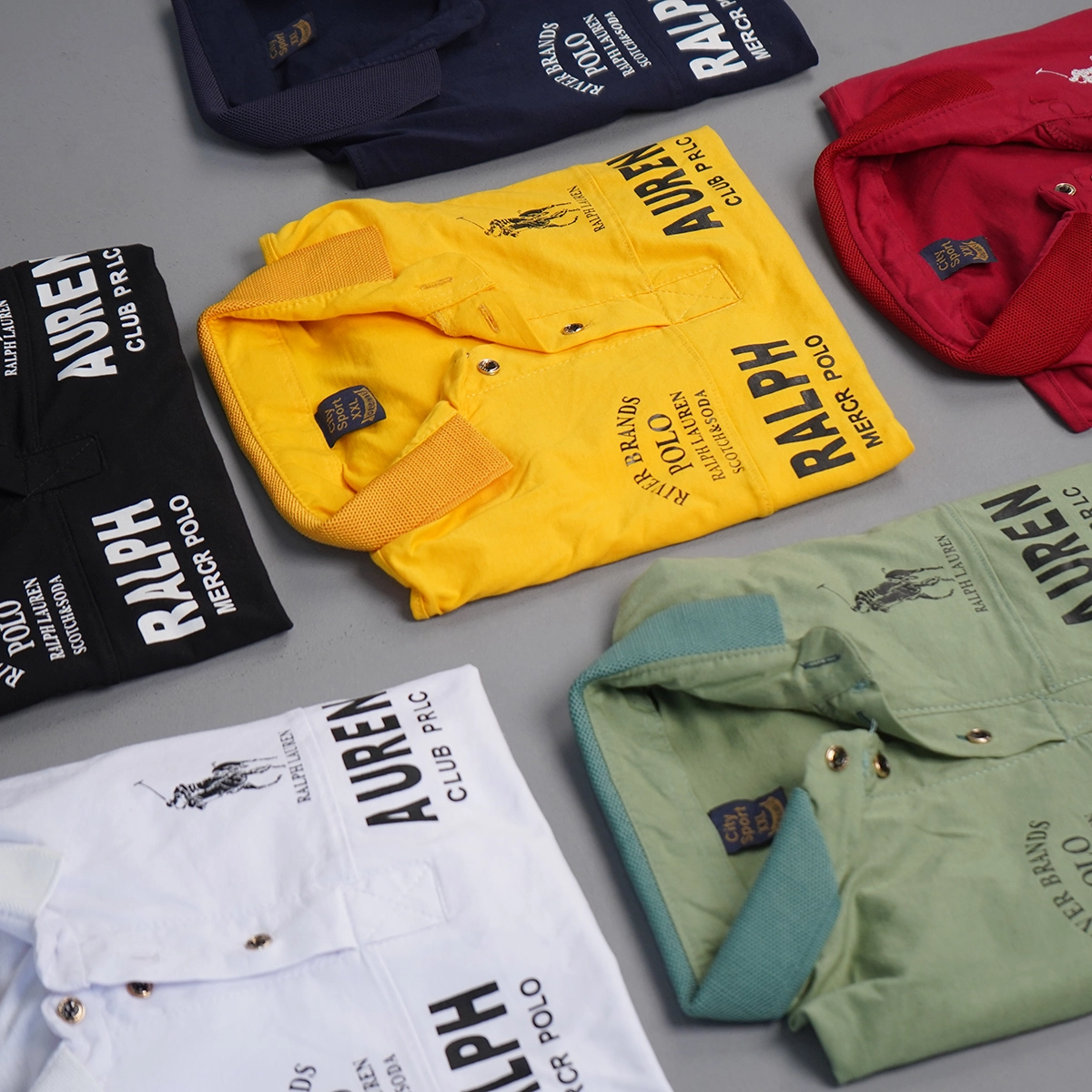 تیشرت یقه دار سبز مردانه مدل Ralph