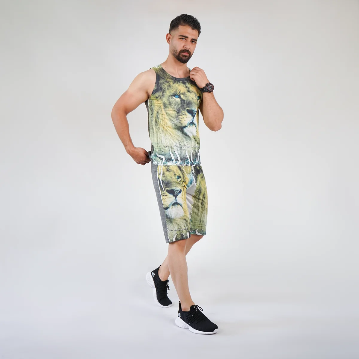 ست رکابی شلوارک مردانه طرح شیر