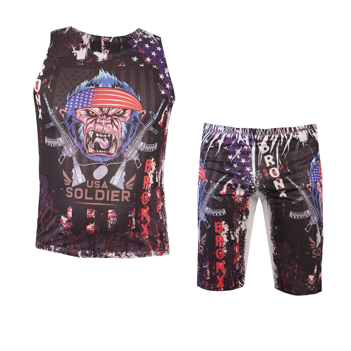 ست رکابی شلوارک مردانه طرح تفنگ مدل USA Soldier