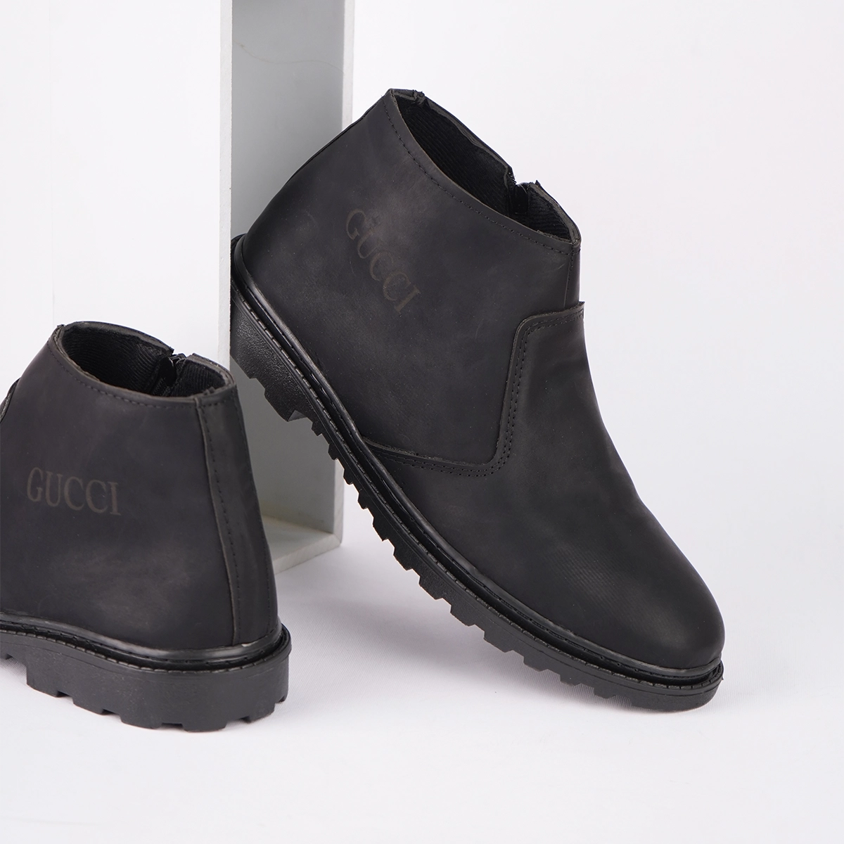 نیم بوت مردانه گوچی مشکی مات مدل SAMI