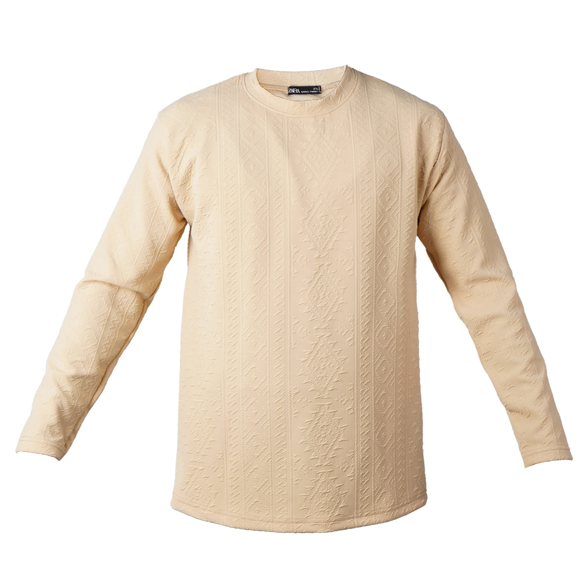 بلوز طرح دار مردانه مراکشی کرم مدل Nikan