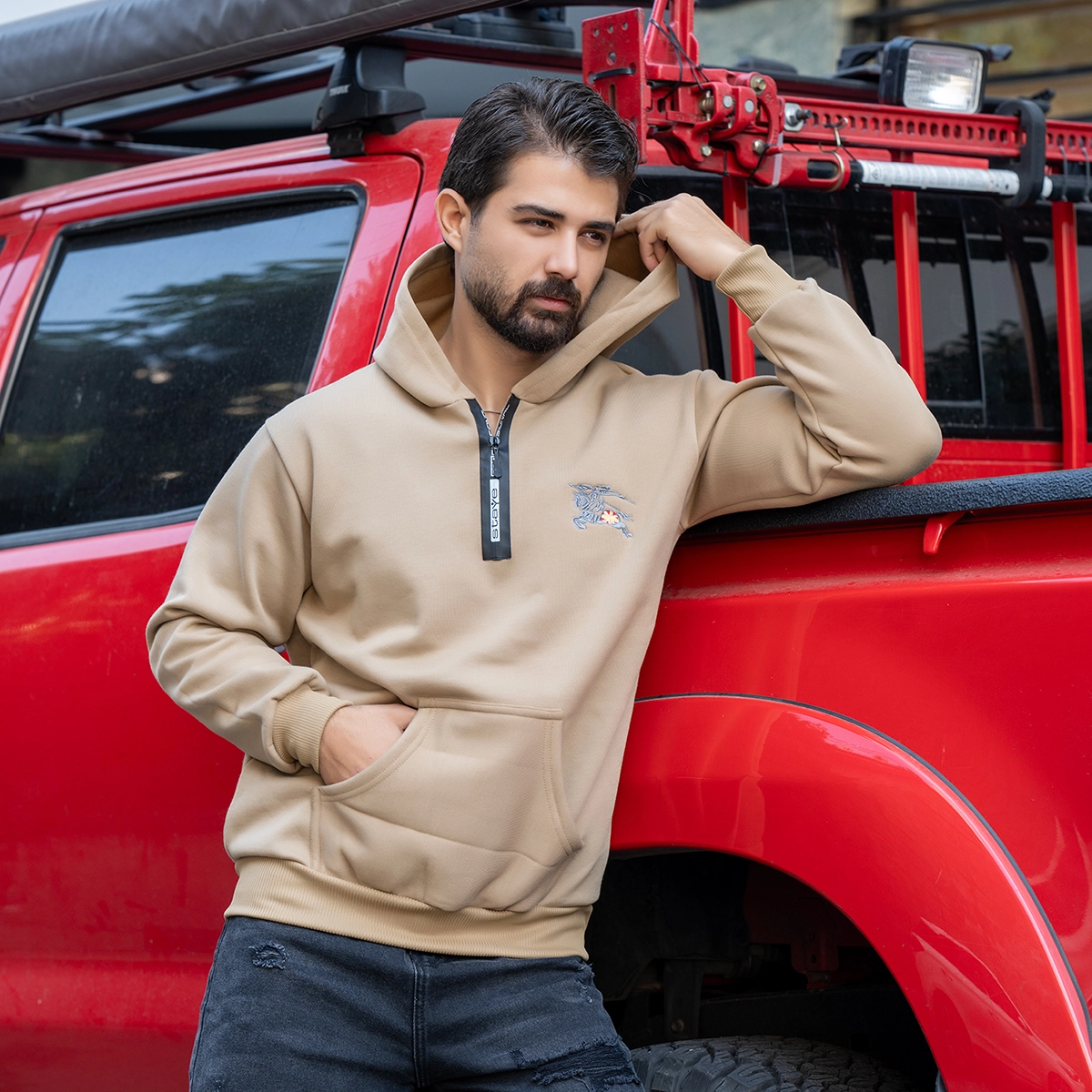 هودی مردانه کرم مدل Vahid