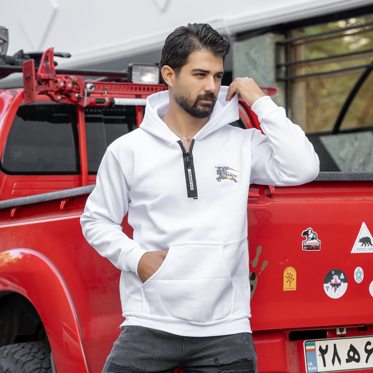 هودی مردانه سفید مدل Vahid
