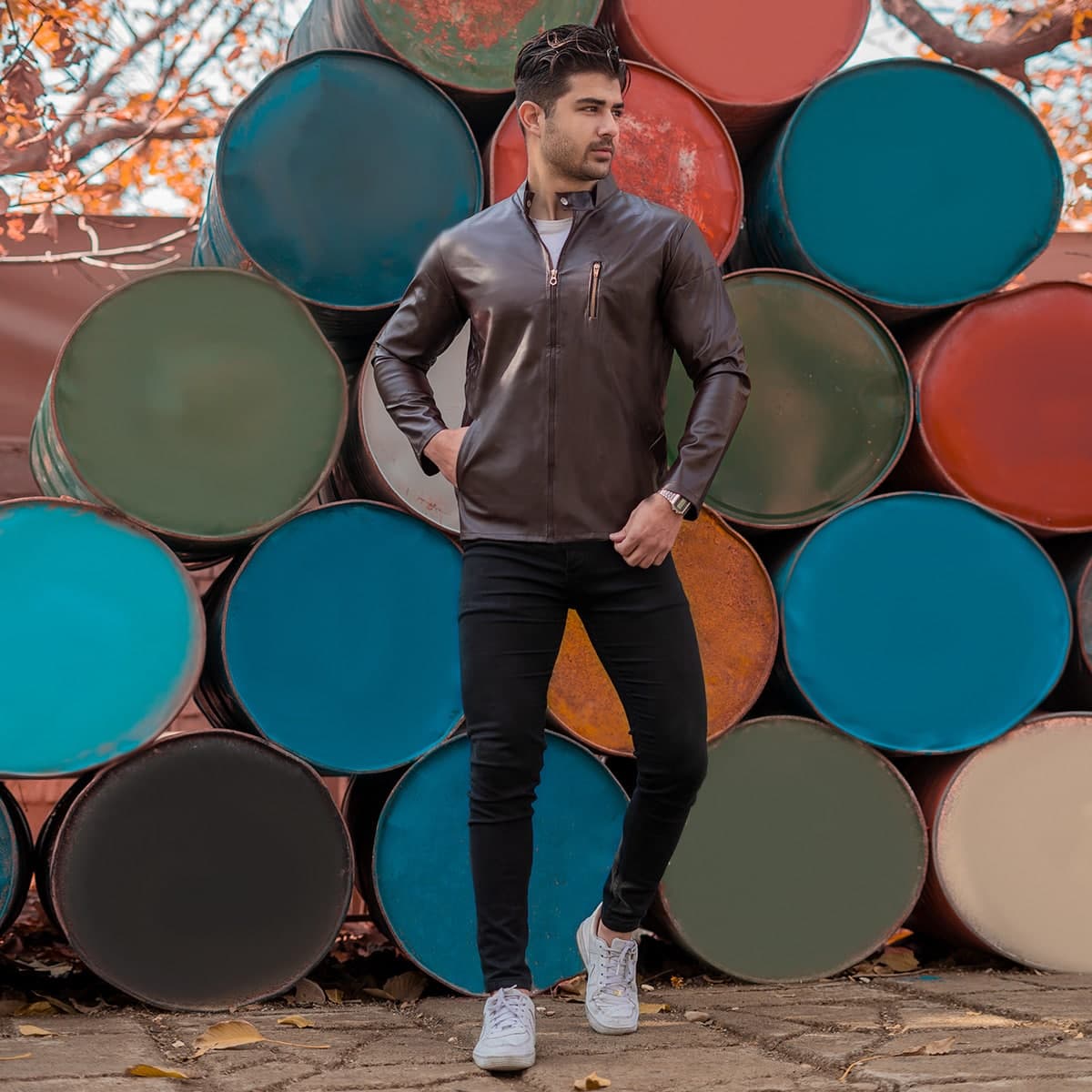 کاپشن مردانه چرم مدل DERIK