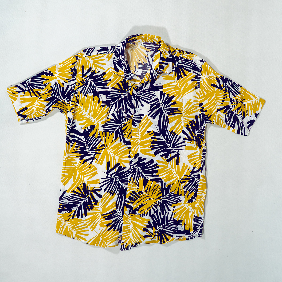 پیراهن هاوایی زرد مردانه مدل Hogo