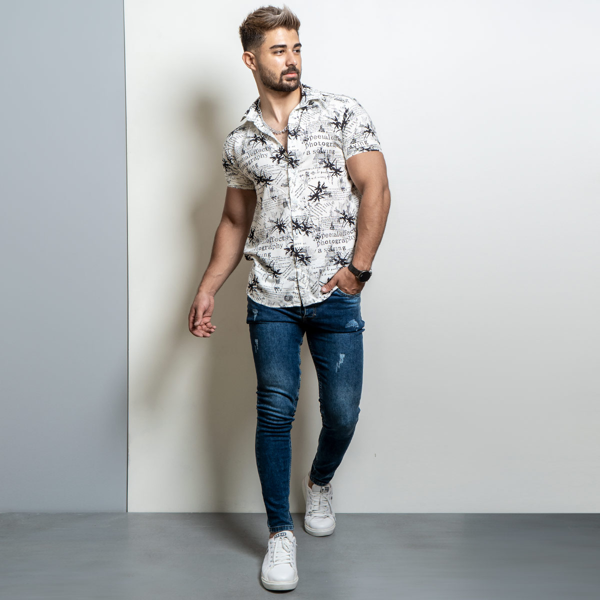 پیراهن هاوایی مردانه مدل Itaka