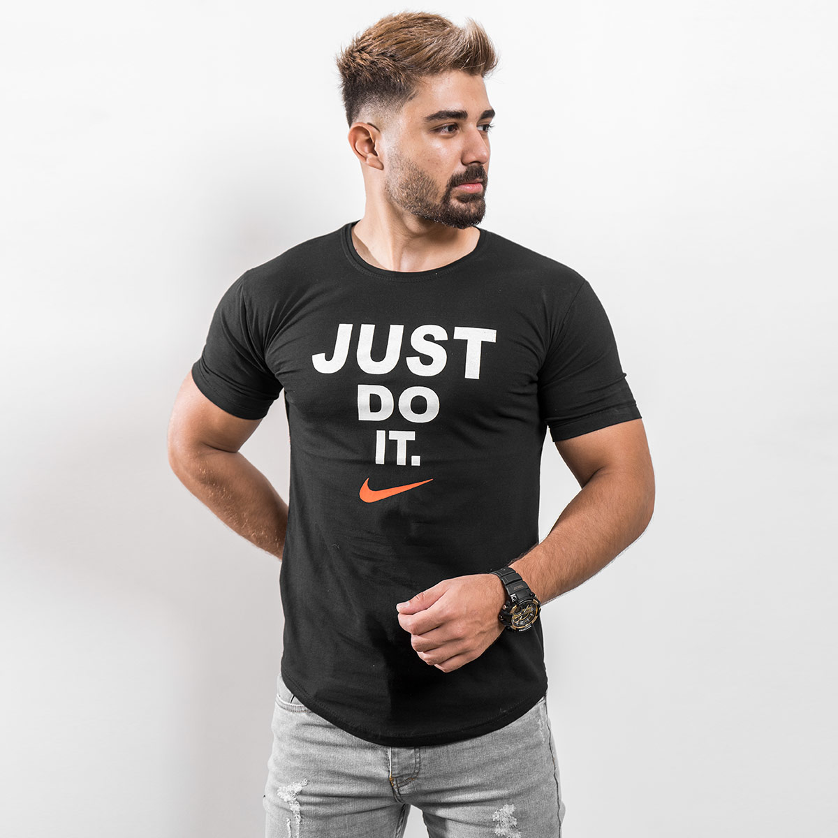 تیشرت Just Do It مردانه مشکی مدل Ditro