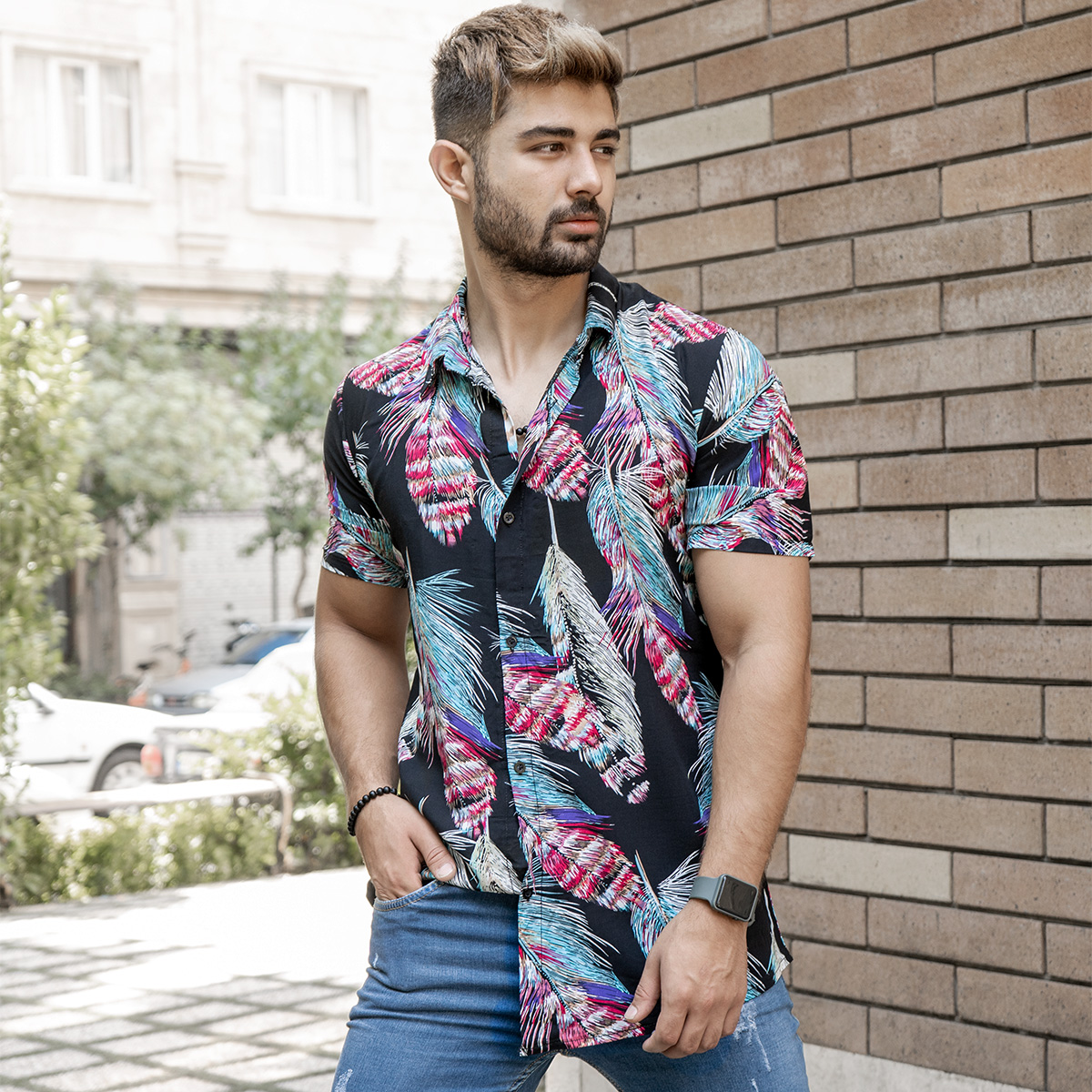 پیراهن هاوایی مردانه مدل Rastak