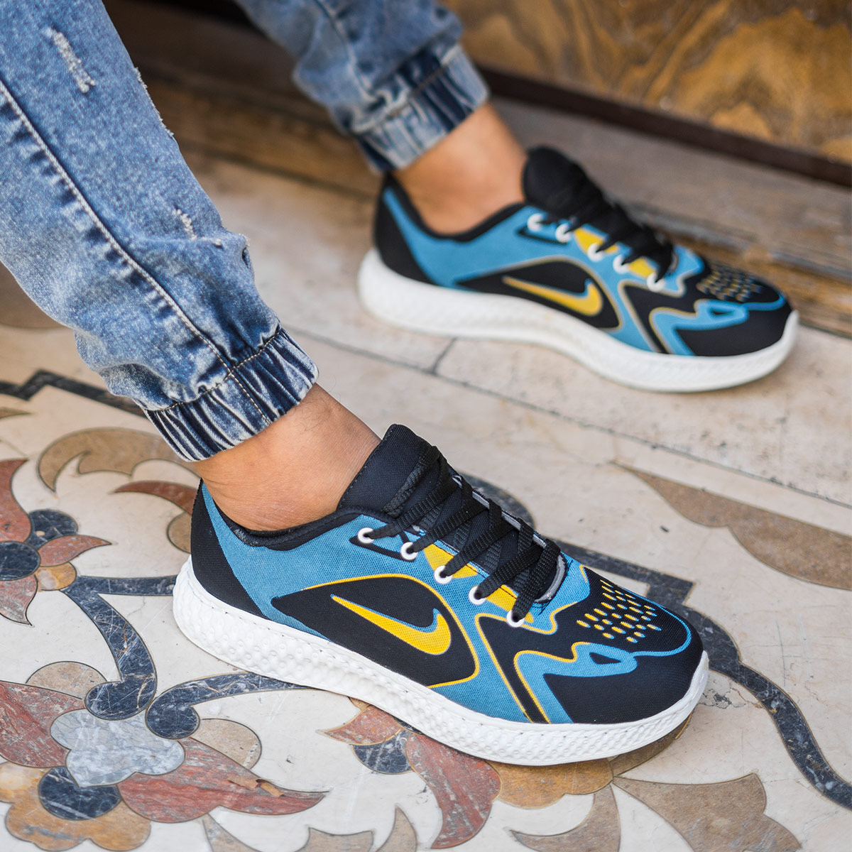 کفش ورزشی زرد آبی مردانه مدل Miden(T)